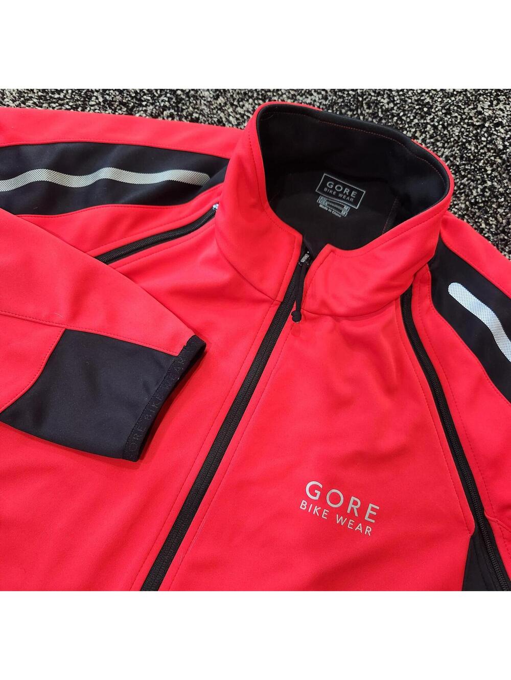 Gore Bike Wear Windstopper Soft Shell Convertible Jacket Mens Medium Red Cycling